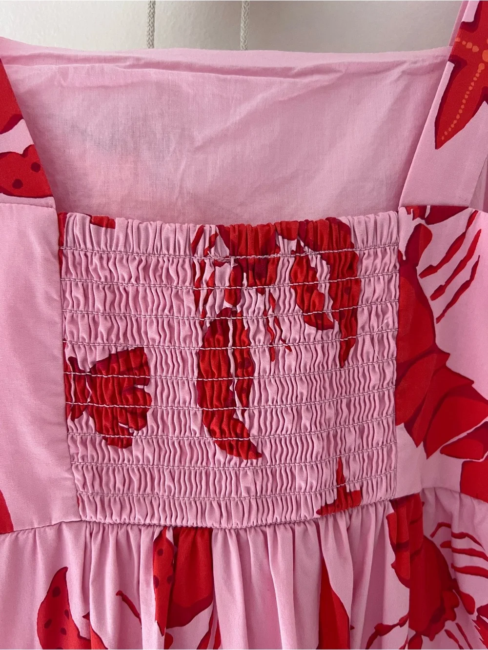 J. Crew Pink Midi Dress with Red Lobster Print size 4